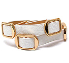 MULTI METAL BUCKLE AND LEATHERETTE BAND WRAP BRACELET