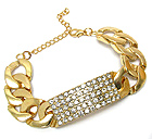CRYSTAL PAVE METAL PLATE AND THICK CHAIN BRACELET