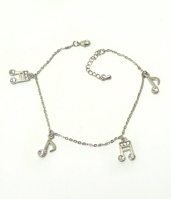 CRYSTAL MUSIC NOTE CHARM ANKLET
