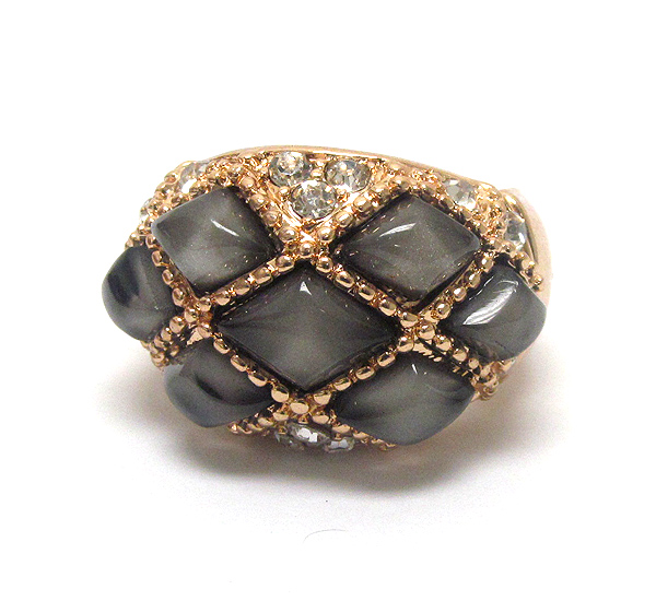 CRYSTAL AND EPOXY STONE STRETCH RING