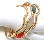 FACET ACRYLIC STONE DECO METAL WAVE BANGLE BRACELET SET OF 3