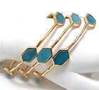 EPOXY HEXA DECO AND HAMMERED BANGLE BRACELET SET OF 3