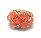 CRYSTAL AND ROUND DIAMOND STONE DECO STRETCH RING