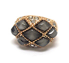 CRYSTAL AND ROUND DIAMOND STONE DECO STRETCH RING