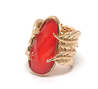 METAL LEAF AND ON TOP NATURAL OVAL STONE HINGE RING