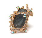 FACET GLASS AND CRYSTAL DECO ART STRETCH RING