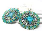 CRYSTAL AND CRYSTAL GLASS DROP ROUND FASHION EARRING