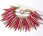 MULTI METAL AND ACRYL SPIKE CHAIN BRACELET - Wholesale Jewelry