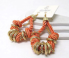 METAL CHAIN WITH CRYSTAL ON SILK CORD TWISTED  DROP EARRING - Wholesale Jewelry