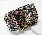 METAL TRIANGLE MIXED PATERN FILIGREE STRETCH BRACELET