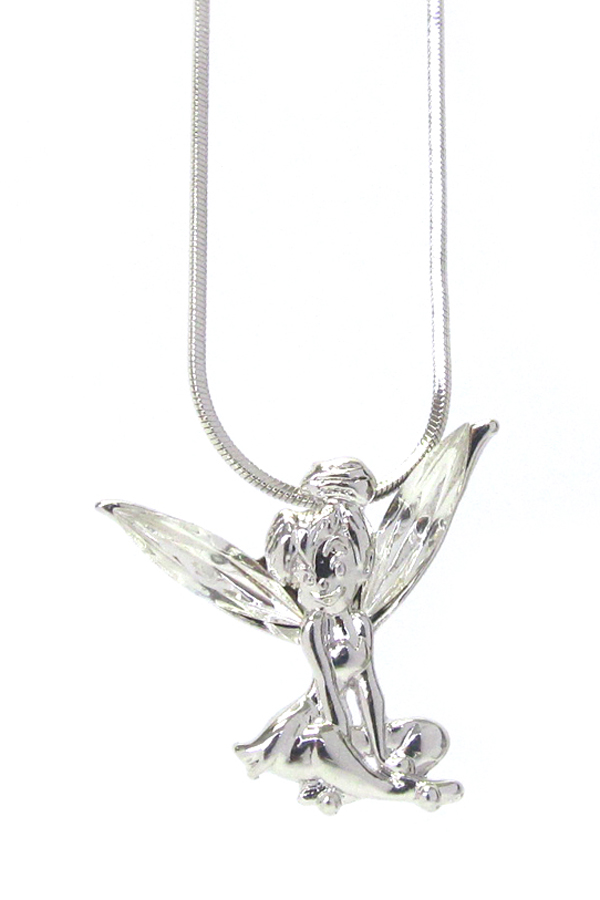 MADE IN KOREA WHITEGOLD PLATING CRYSTAL FAIRY PENDANT NECKLACE