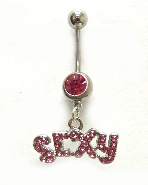 SURGICAL STEEL SEXY CRYSTAL BELLY RING  NAVEL RING
