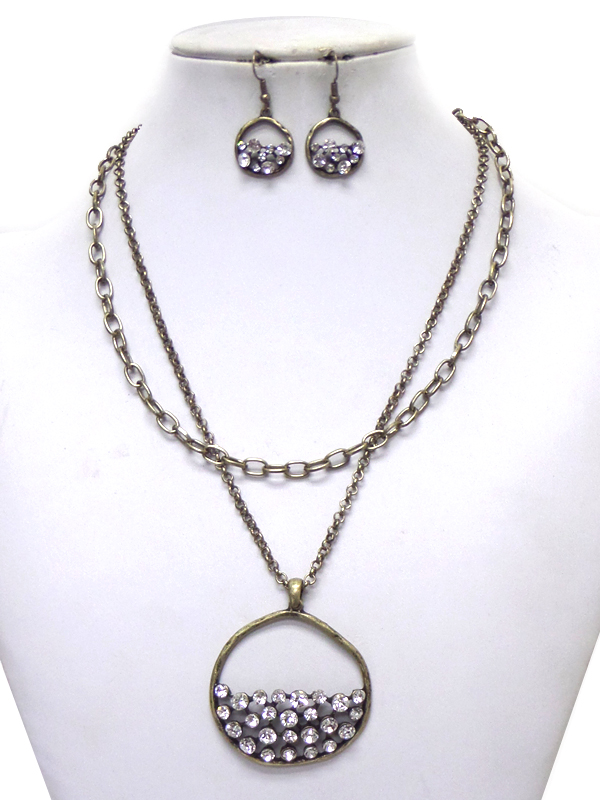 2 LAYER CHAIN WITH CRYSTALS NECKLACE SET