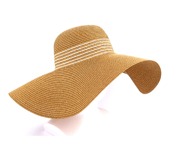 PAPER STRAW SUPER FLOPPY BRIM AND ATTACHABLE BOW ACCENT SUMMER HAT