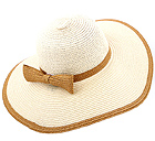 PAPER STRAW SUPER FLOPPY BRIM AND ATTACHABLE BOW ACCENT SUMMER HAT