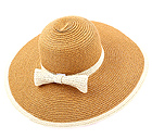 PAPER STRAW SUPER FLOPPY BRIM AND ATTACHABLE BOW ACCENT SUMMER HAT