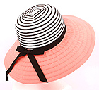 TWO TONE STRAW CROWN AND FABRIC BRIM WITH WIRED EDGE AND RIBBON TIE HAT