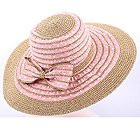 FABRIC AND STRAW MIX WITH WIRED EDGE AND ATTACHABLE RIBBON HAT