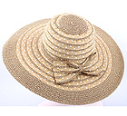 FABRIC AND STRAW MIX WITH WIRED EDGE AND ATTACHABLE RIBBON HAT