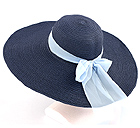 PAPER STRAW LARGE BRIM WITH WIRED EDGE AND RIBBON TIE HAT