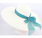 PAPER STRAW LARGE BRIM WITH WIRED EDGE AND RIBBON TIE HAT