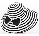 STRAW AND FABRIC MIX AND ATTACHABLE RIBBON HAT
