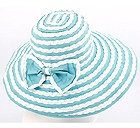 STRAW AND FABRIC MIX AND ATTACHABLE RIBBON HAT