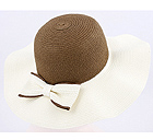 TWO TONE STRAW AND RIBBON DECO FLOPPY HAT