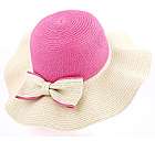 TWO TONE STRAW AND RIBBON DECO FLOPPY HAT