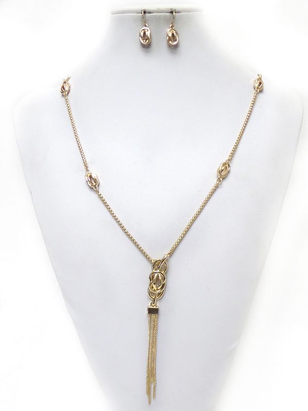 BRAIDED CHARM WITH TASSEL DROP NECKLACE SET