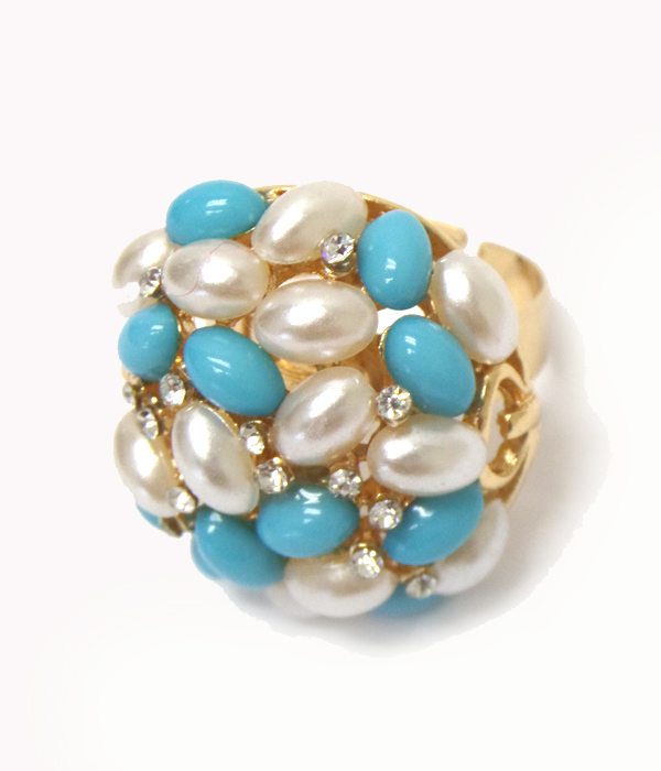 OVAL PEARL CLUSTER RING 