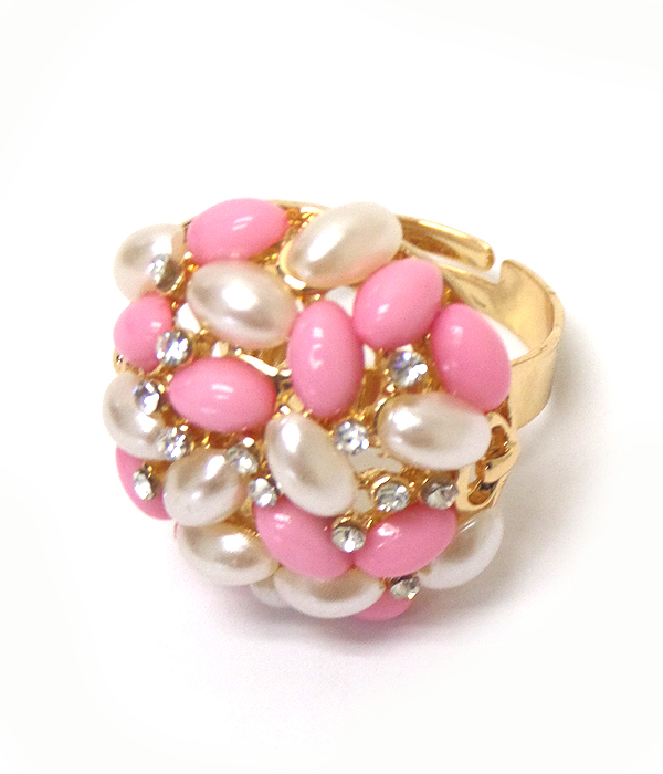 OVAL PEARL CLUSTER RING 