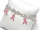 BREAST CANCER CAMPAIGN MULTI PINK RIBBON CHARM TOGGLE BRACELET