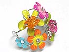 CRYSTAL AND ENAMEL METAL MULTI FLOWER DECO BANGLE