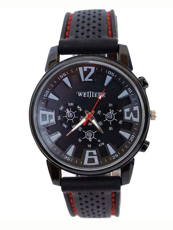 SPORTS AND ARMY STYLE MENS RUBBER BAND WATCH