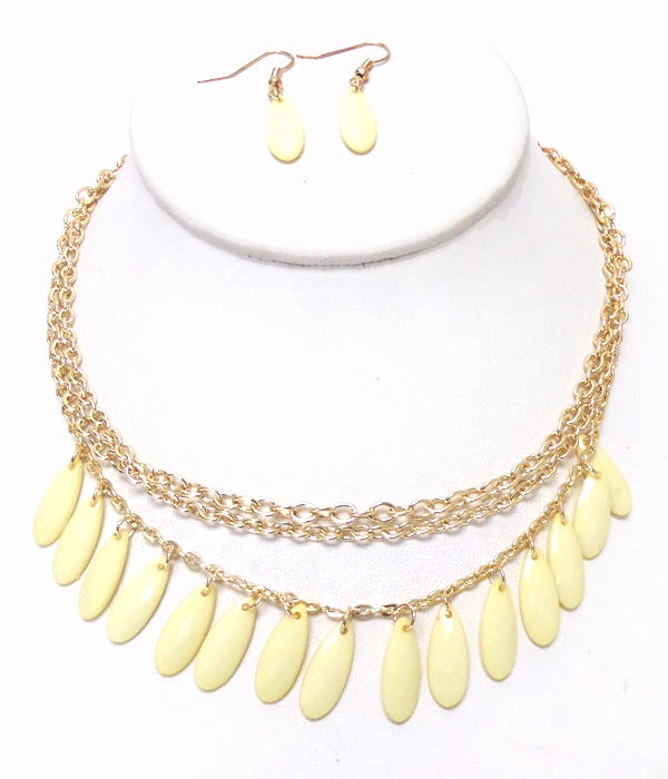 CHAIN WITH ACRYLIC FACET DROP NECKLACE SET