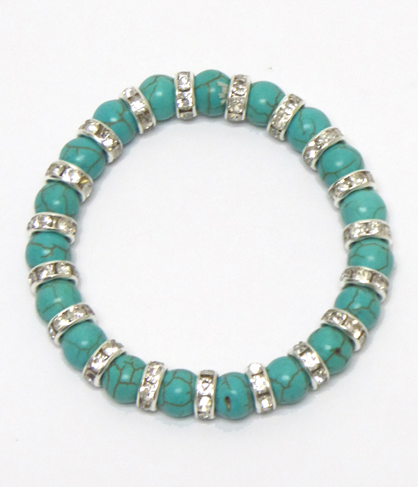 TURQUOISE STONE WITH CRYSTALS BRACELET 
