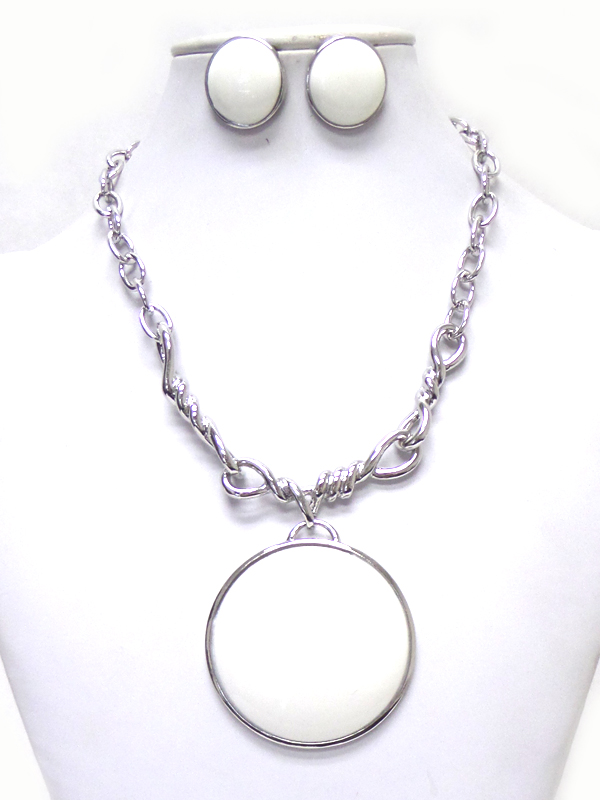 LARGE STONE WITH CHAIN NECKLACE SET 