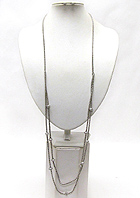 MULTI CRYSTAL BALL ACCENT DOUBLE LAYER LONG NECKLACE EARRING SET