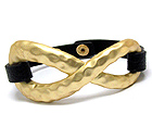 HAMMERED INFINITI AND LEATHERETTE BAND BRACELET