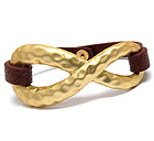 HAMMERED INFINITI AND LEATHERETTE BAND BRACELET