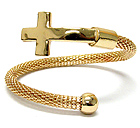 HAMMERED CROSS TIP AND BRAID WIRE BAND ADJUSTABLE BRACELET