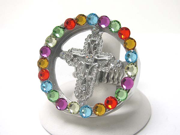 CRYSTAL ROUND AND CROSS STRETCH RING