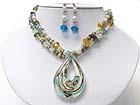 MURANO GLASS PENDANT AND MIXED CHIP STONE NECKLACE EARRING SET