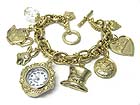 MULTI ALICE IN WONDERLAND THEME CHARM DANGLE WATCH BRACELET