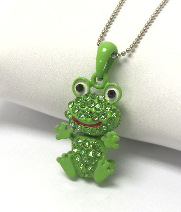 CRYSTAL FROG PENDANT NECKLACE
