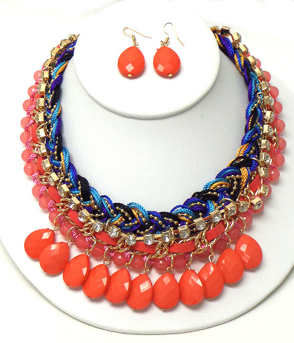 CHUNKY BEADS NECKLACE EARRING SET