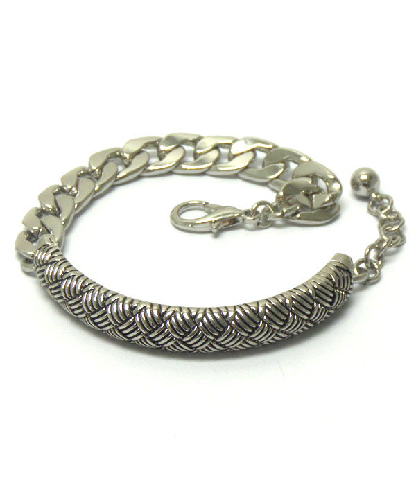 METAL FILIGREE AND THICK CHAIN MIX BRACELET