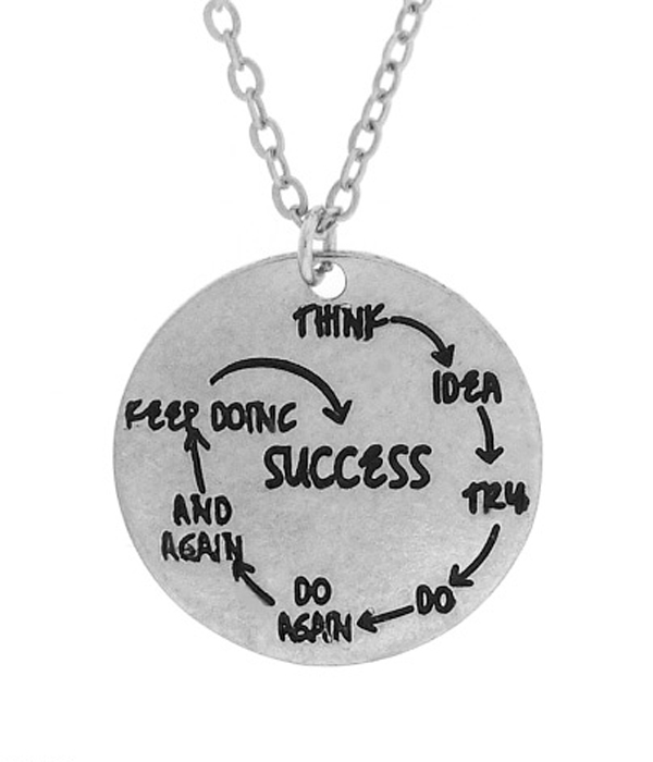 THE WAY TO SUCCESS MESSAGE PENDANT NECKLACE