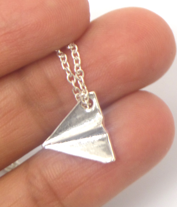 ETSY STYLE PAPER AIRPLANE PENDANT NECKLACE